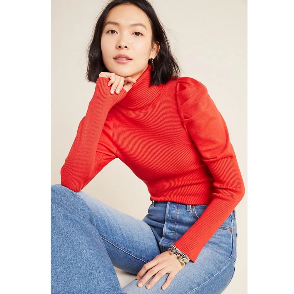 Anthropologie Vibrant Red Knit Turtleneck